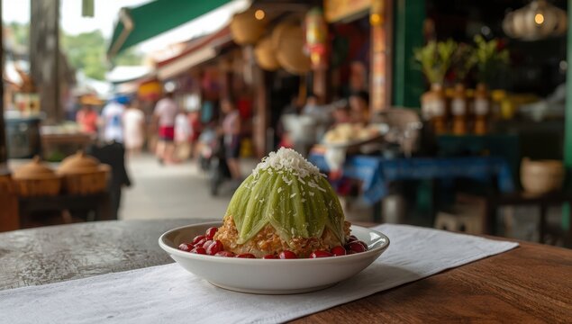 Traditional Malaysian dessert known as Cendol Pulut.