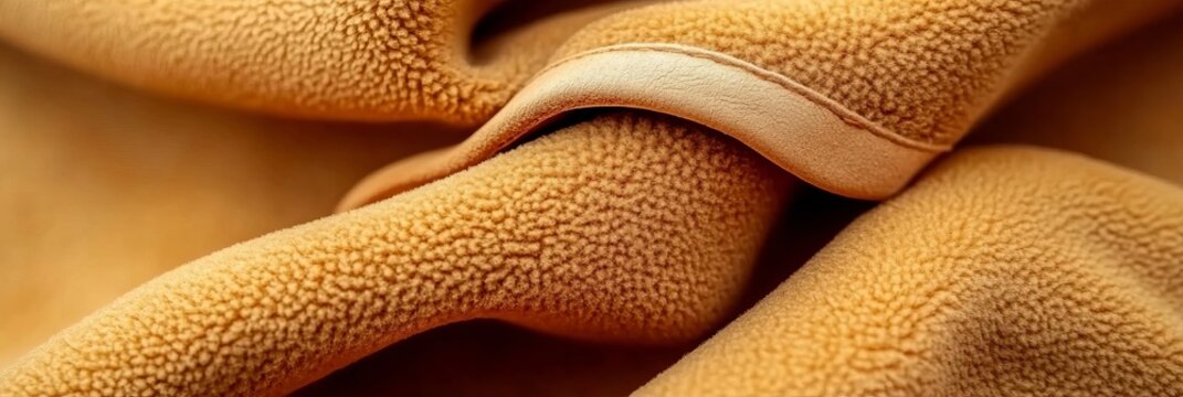 Macro close up full frame background featuring the luxurious textured soft camel suede leather rug.