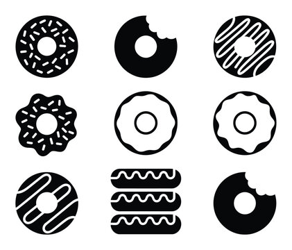 Colecci&oacute;n de donas en blanco y negro y