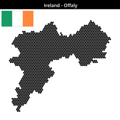 Obraz premium Map of Ireland region Offaly in small hexagonal dots