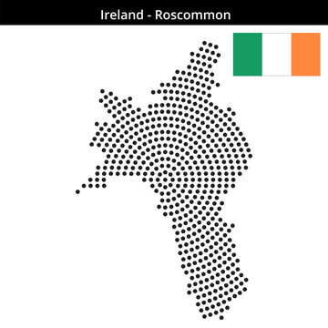 Map of Ireland region Roscommon in concentric medium dots