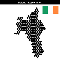 Obraz premium Map of Ireland region Roscommon in medium hexagonal dots