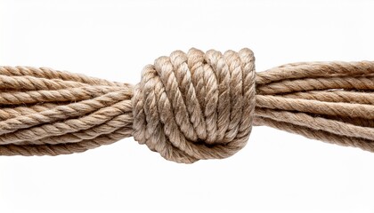 Fototapeta premium Coiled Natural Cotton Rope Tied In The Center Isolated On Cutout Transparent Background