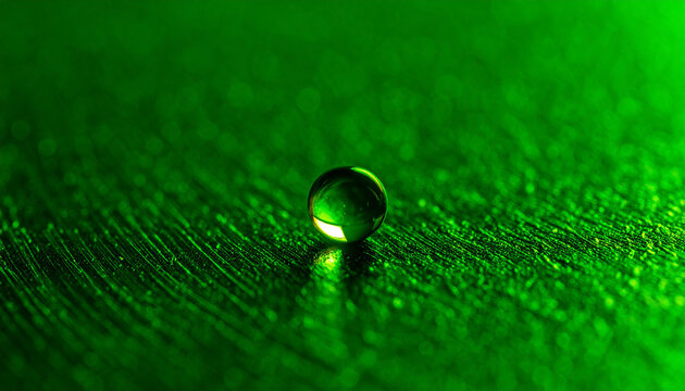 Green Energy Concept with Luminous Water Drop Abstract Background