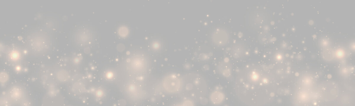 Golden glitter dust shines across transparent background with warm bokeh lights and magical festive sparkle. Luxury design element. PNG resource.