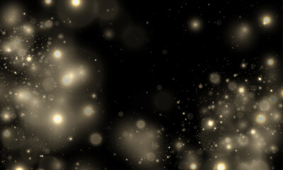Fototapeta premium Fine golden particles shimmer like falling stars with soft light and elegant glitter texture. Luxury Christmas overlay.