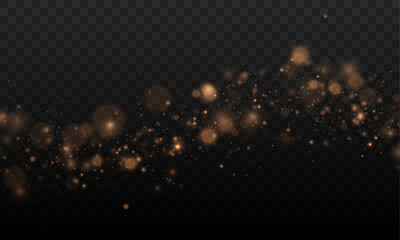Obraz premium Vector golden powder spreads with sparkling particles and soft glowing highlights. Premium holiday background element.