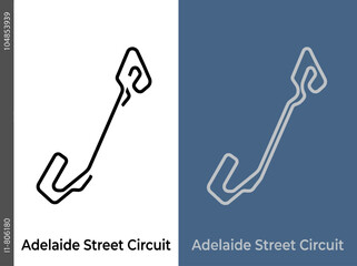 Obraz premium Adelaide Street Circuit Racing Track Layout Map Vector Illustration