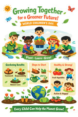 Fototapeta premium World Children’s Day Flat Vector Poster