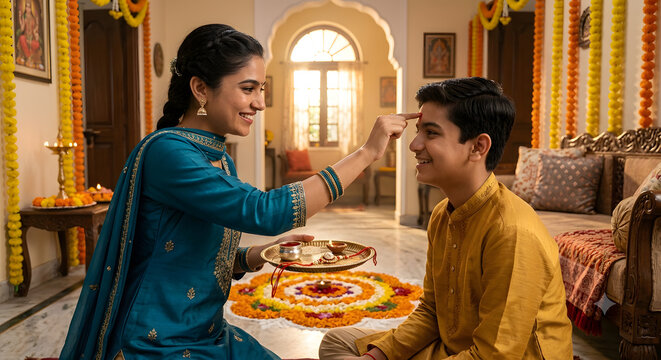 Raksha Bandhan Brother and Sister Tika Time