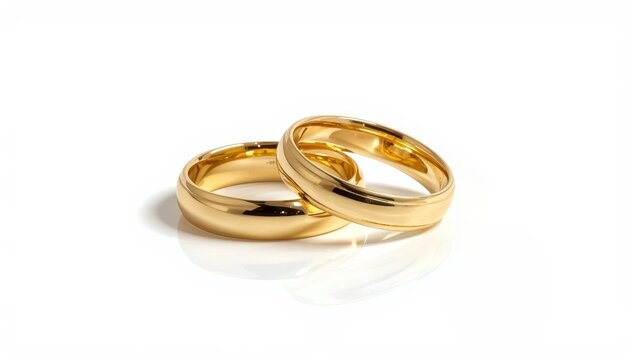 Two wedding bands on a white backdrop.