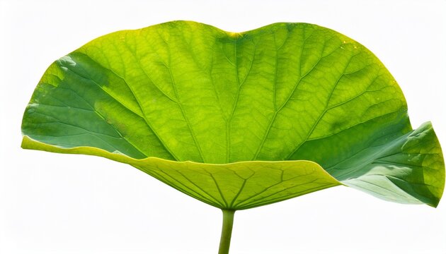Close Up Waterlily Or Nelumbo Or Lotus Leave Close Up Single Green Leaf Of Lotus Tree Isolated On Transparent Background