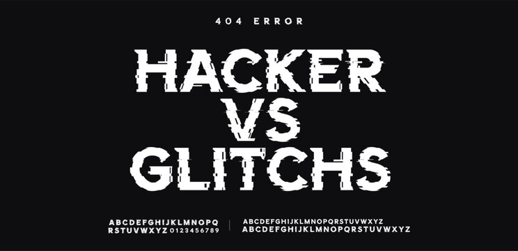 Modern Glitch Font Style. Regular and Italic. Uppercase and Number 