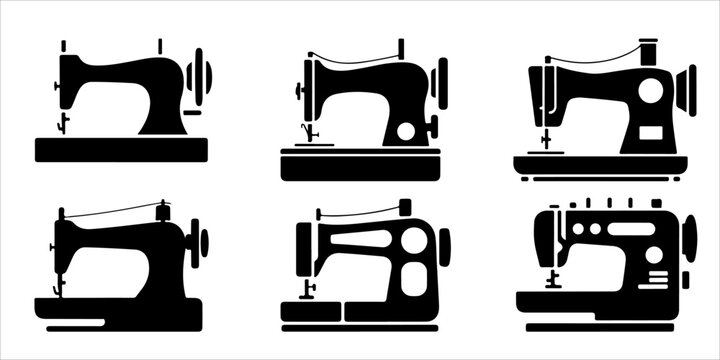 Sewing Machine Black Silhouette Collection
Tailoring Equipment Vector Set
Vintage Sewing Machine Icons