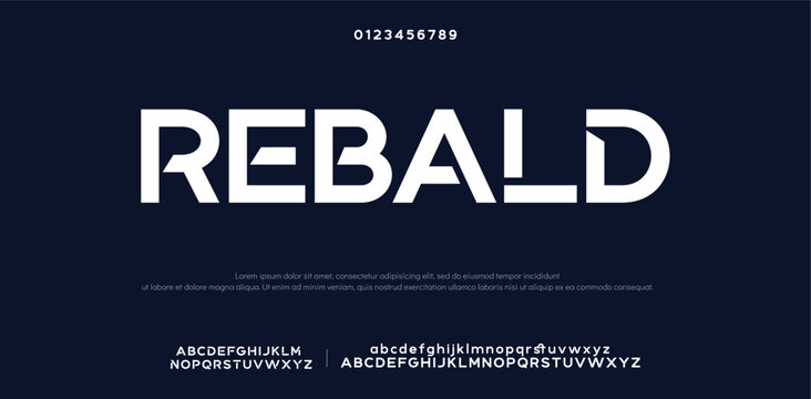 REBALD Abstract sport modern alphabet fonts. Typography technology electronic sport digital game music future creative font. vector illustration