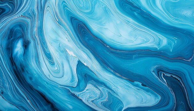 Light Blue Marble Paper Creating Abstract Fluid Texture Background