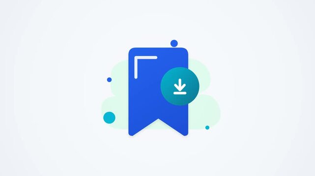 Bookmark download icon flat vector animation for digital saving and web resource archiving design