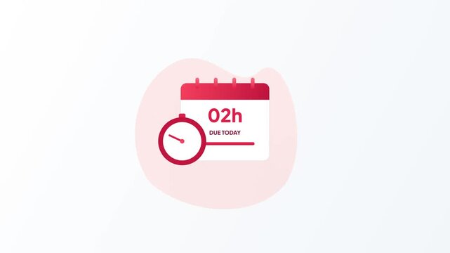 Countdown timer and red calendar due date flat vector animation for deadline management and time tracking design