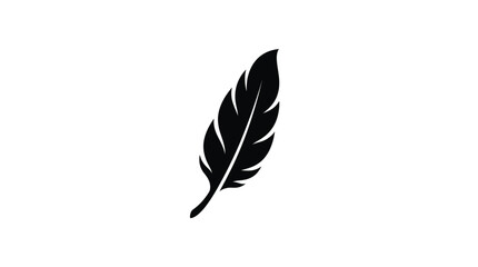 Black feather silhouette on a white background simple graphic design element © RahmanCeration
