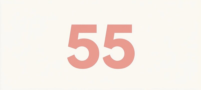 Minimalist Pink Colored Number Fifty Five Isolated On A White Background For Birthday Celebration