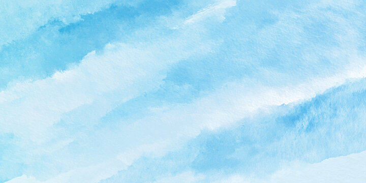 Abstract blue watercolor background texture digital art painting, lght blue sky with watercolor lassic hand painted, paint texture with a vintage paper pattern background.