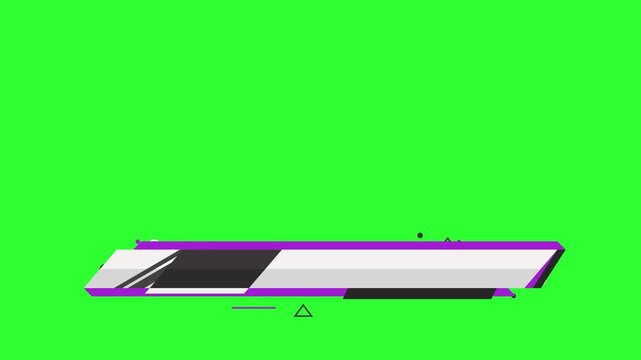 Modern Purple Geometric Lower Third Banner with Smooth Curves, Solid Color and Empty Space for Text, Titles and Information, Stylish and Professional Overlay Element Isolated on Green Screen