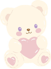 Fototapeta premium Teddy Bear Hugging Heart Clipart in Pastel Style
