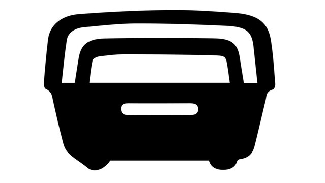 Minimalist pet carrier icon vector, black silhouette of a portable animal travel crate, pet transportation box symbol for veterinary and travel apps