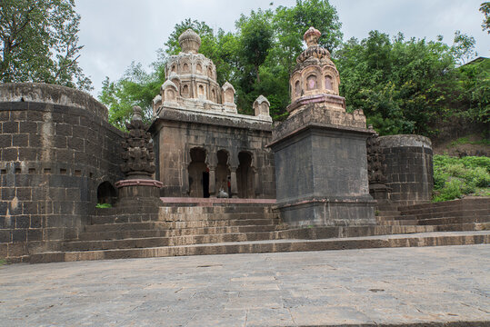 Radha Shankar Temple, Kshetra Mahuli, at the Krishna and Venna river confluence, Built by Radhabai (sister of Shankarrao Raghunathrao Pant Pratinidhi), 18th century, Satara, Maharashtra, India.