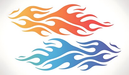 Fototapeta premium Flame graphics display dynamic energy in orange and blue shades.
