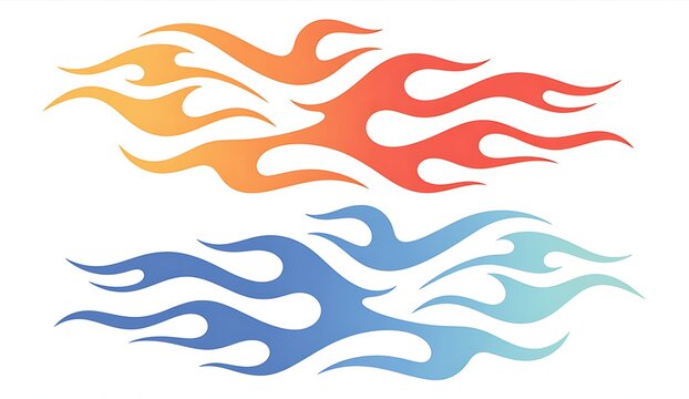 Flame art features contrasting colors for modern design projects.