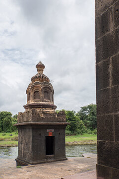 Radha Shankar Temple, Kshetra Mahuli, at the Krishna and Venna river confluence, Built by Radhabai (sister of Shankarrao Raghunathrao Pant Pratinidhi), 18th century, Satara, Maharashtra, India.