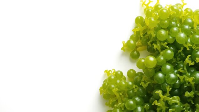 white backdrop with sea grape seaweed
