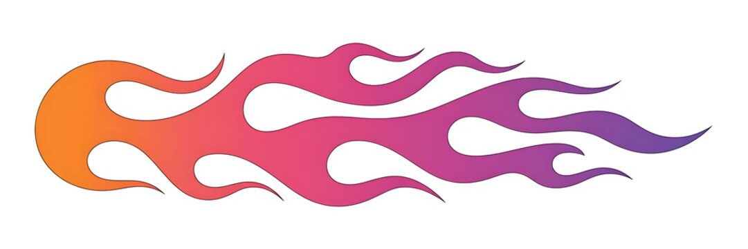 Flame graphic displays a vibrant gradient of orange and purple hues.