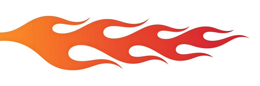Flame graphic illustrates a stylized design of burning hot fire.