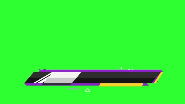 Modern Purple Geometric Lower Third Graphic with Smooth Curves, Clean Layout and Empty Space for Information, Titles and Names, Attractive Overlay Element Isolated on Green Screen Background