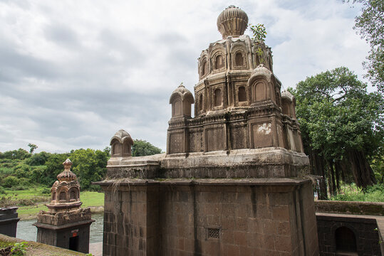 Radha Shankar Temple, Kshetra Mahuli, at the Krishna and Venna river confluence, Built by Radhabai (sister of Shankarrao Raghunathrao Pant Pratinidhi), 18th century, Satara, Maharashtra, India.
