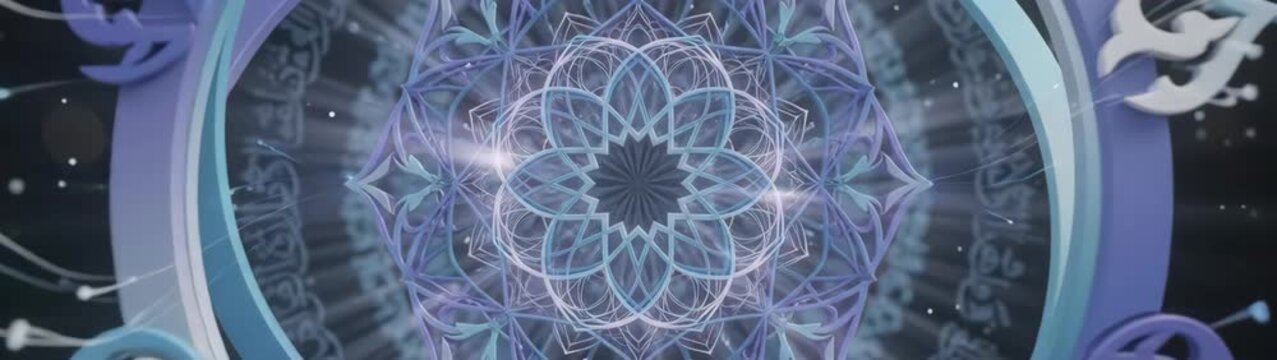 Intricate islamic geometric pattern forming a harmonious mandala representing tradition and spiritual themes on a serene surface.