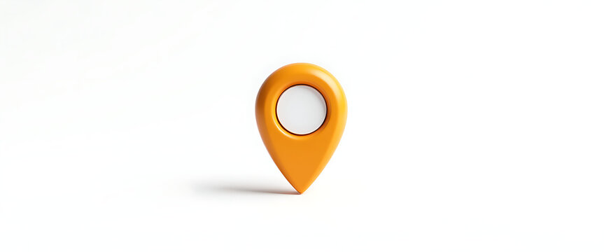 3d orange map pin pointer icon with white circle center showing location place destination travel navigation and finding spot symbol illustration.