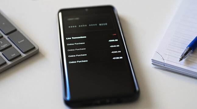 Online purchase history on modern smartphone screen.