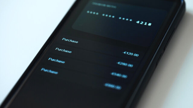Online purchase history on modern smartphone screen.