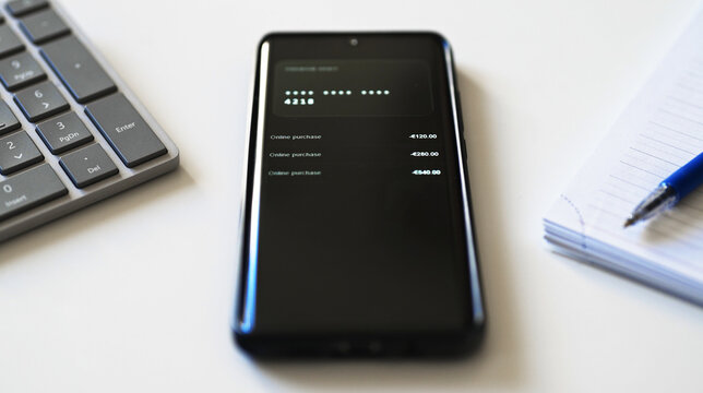 Online purchase history on modern smartphone screen.