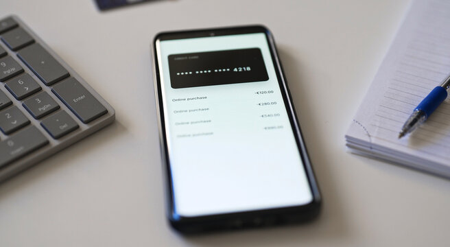 Online purchase history on modern smartphone screen.