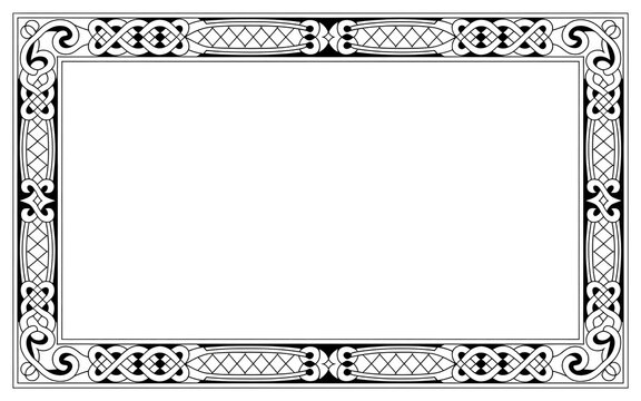 Decorative vintage border frame. Ornate rectangular edge design with isolated background.
