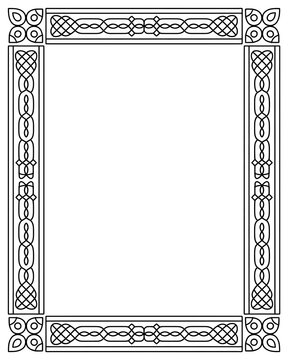 Celtic knot frame isolated on white. Decorative border with traditional Irish pattern.