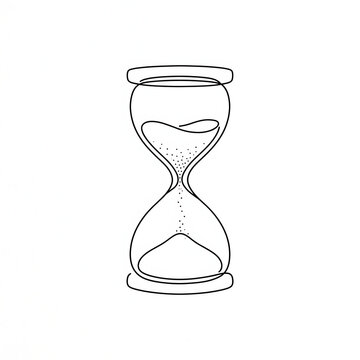 Minimalist continuous line drawing of an hourglass measuring passage of time with hourglass minimalist continuous monochrome abstract