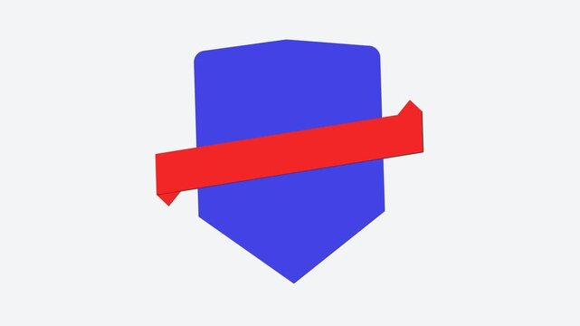 3D Blue Shield with Red Ribbon Banner and Shiny Surface, Symbol of Honor, Protection, Achievement, Quality, Trust and Official Recognition, Ready-to-Use Graphic Template for Various Purposes