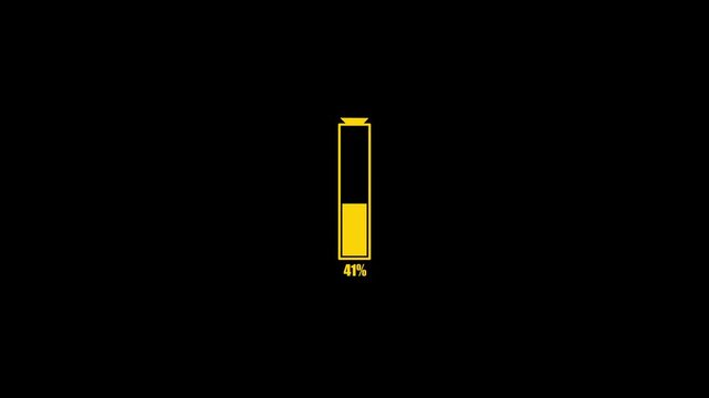 65 Percent Vertical Battery Charging Indicator Level Animation on White Background