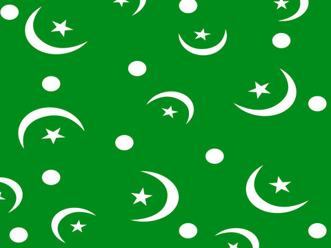 Crescent Moon and Star Seamless Pattern Green Background Design Stock Vector