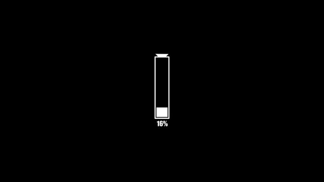 26 Percent Vertical Battery Charging Indicator Level Animation on White Background